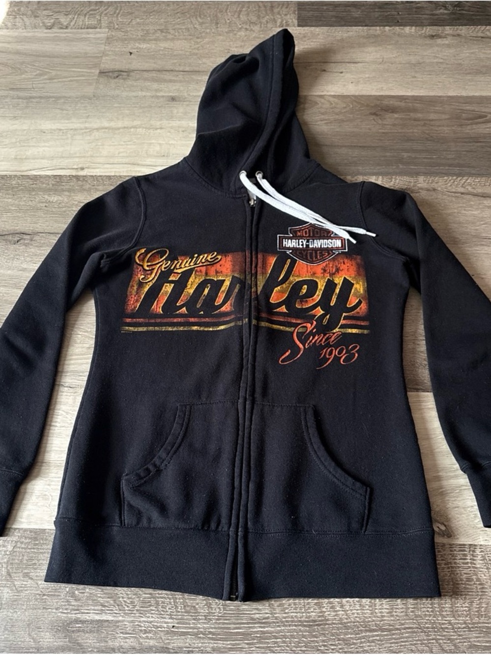 Harley-Davidson Black Women's Zip Hoodie with Orange Script